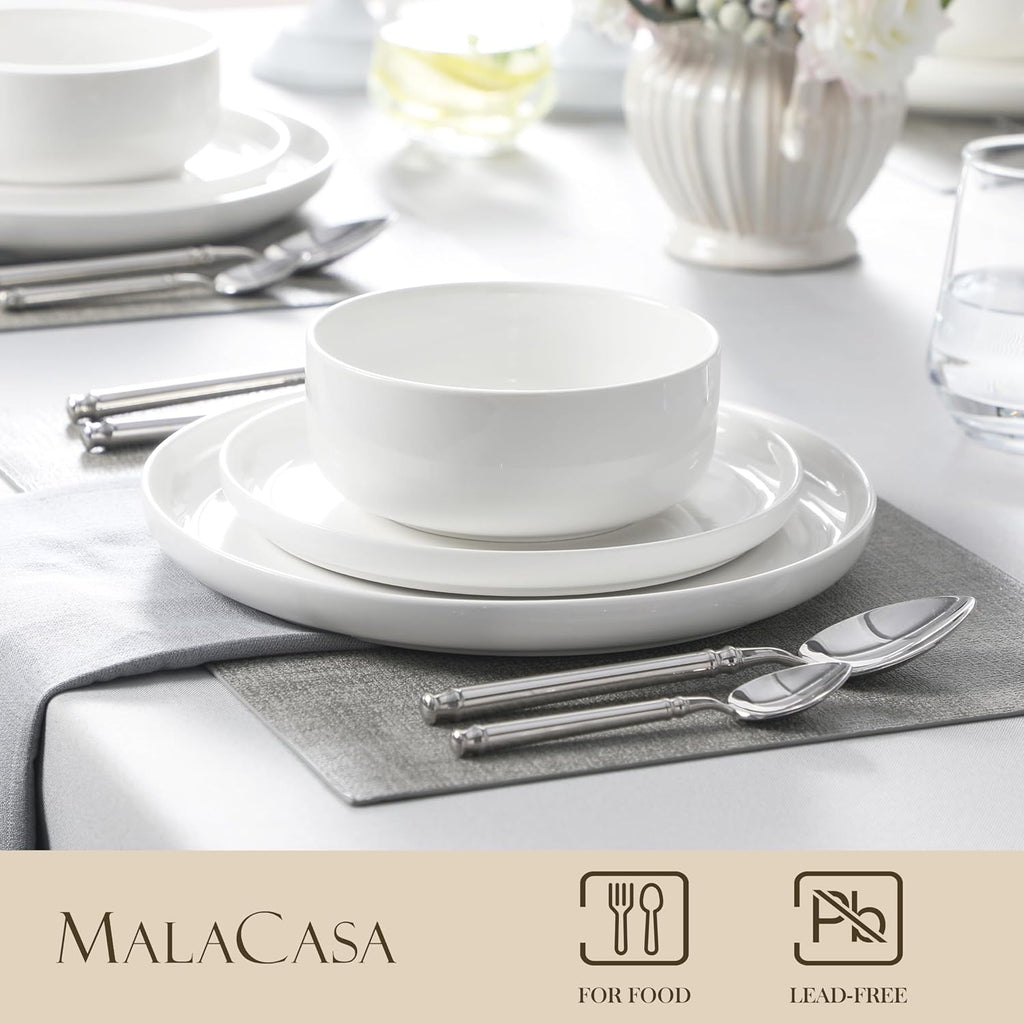 Plates and Bowls Sets, 12 Pieces Porcelain Dinnerware Sets Dishware Sets Chip Resistant Ceramic Dish Set Dining Dinner