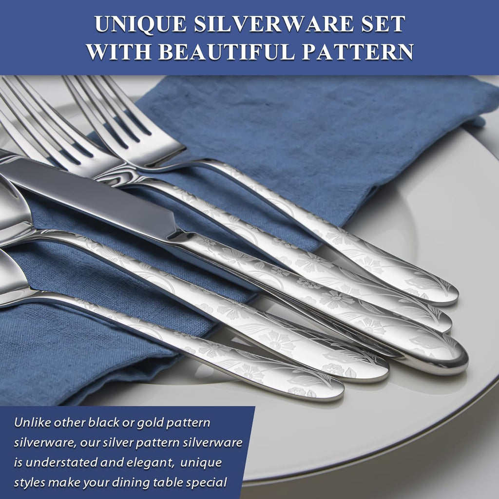 40-Piece Silverware Set Service for 8, Premium Stainless Steel Cutlery Set