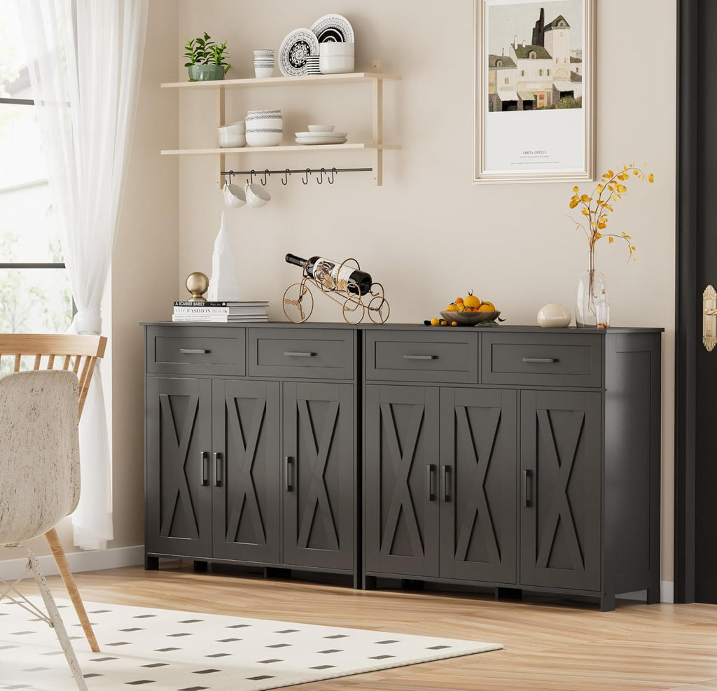 Sideboard Buffet Cabinet, Coffee Bar Storage Cabinet with Drawers and Doors