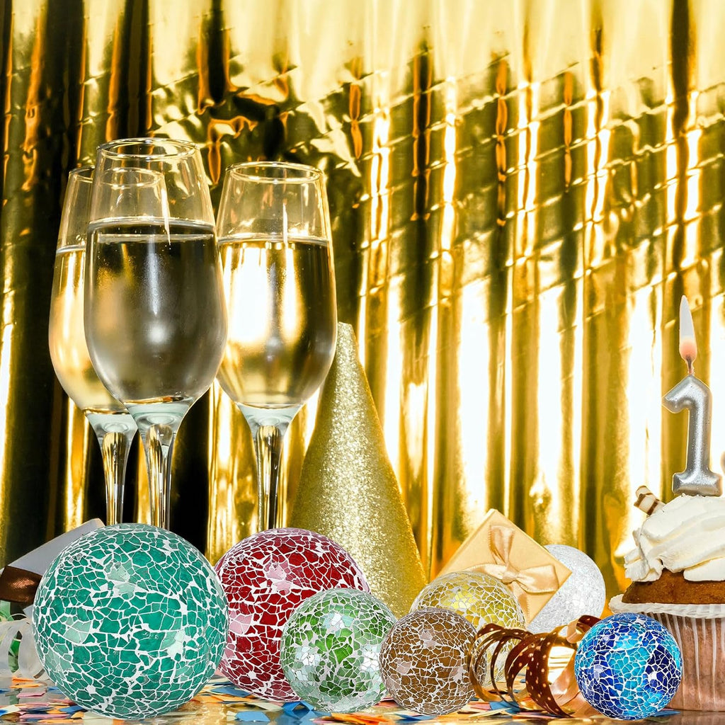 6-Pack Decorative Ball for Bowls, 2.4 Inch Mosaic Glass Balls Decorative Glass Orbs Decor/Dining Tables/Wedding - Set of 6