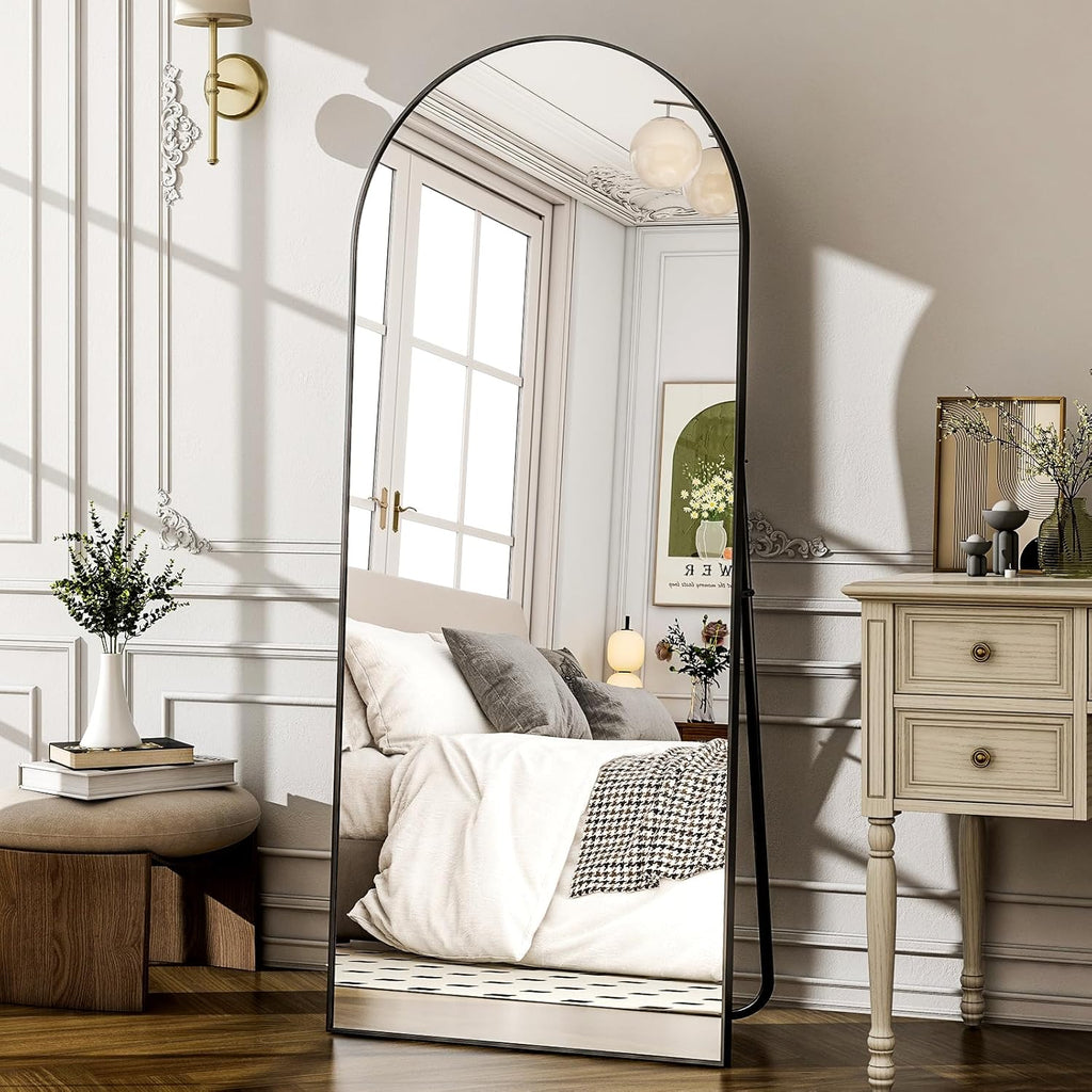 57" x 20" Arched Full Length Mirror - Wall Mounted/Floor Mirror Aluminum Alloy Frame Full Body Mirrors Living Room