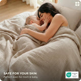 Muslin Duvet Cover Queen - 100% Cotton 3-Layer Gauze Ultra-Soft, Breathable