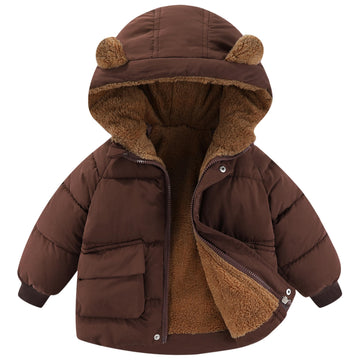Toddler Jackets Boys Girls Winter Coat Hooded Thick Warm Fleece Down Jacket Cartoon Puffer Outwear Winter Clothes
