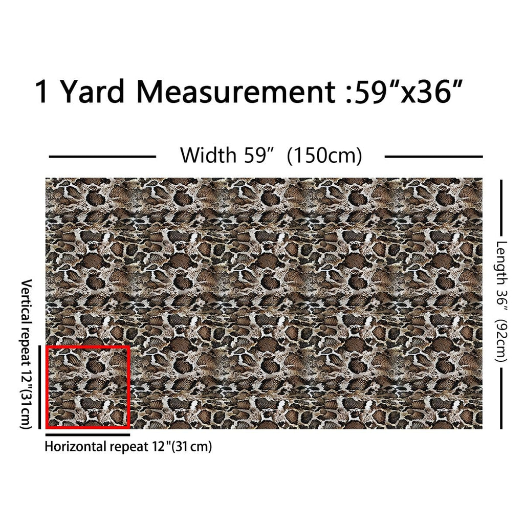 Snake Skin Pattern Outdoor Fabric by The Yard, Brown and Black Wild Animals Fabric by The Yard for Teens Craft