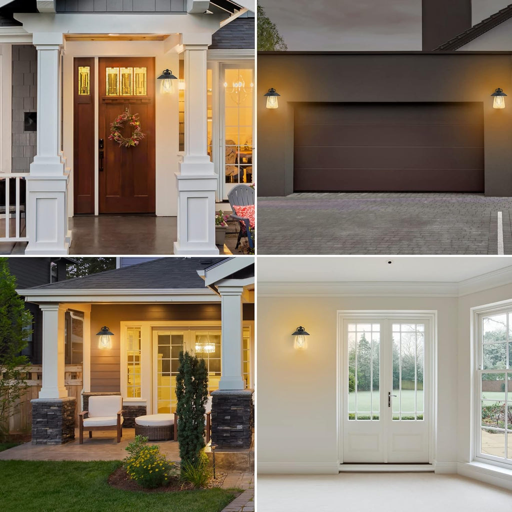 Outdoor Indoor Wall Lantern, Farmhouse Barn Wall Sconce Lighting Fixture,Matte Black Finish Anti-Rust Wall Mount Light