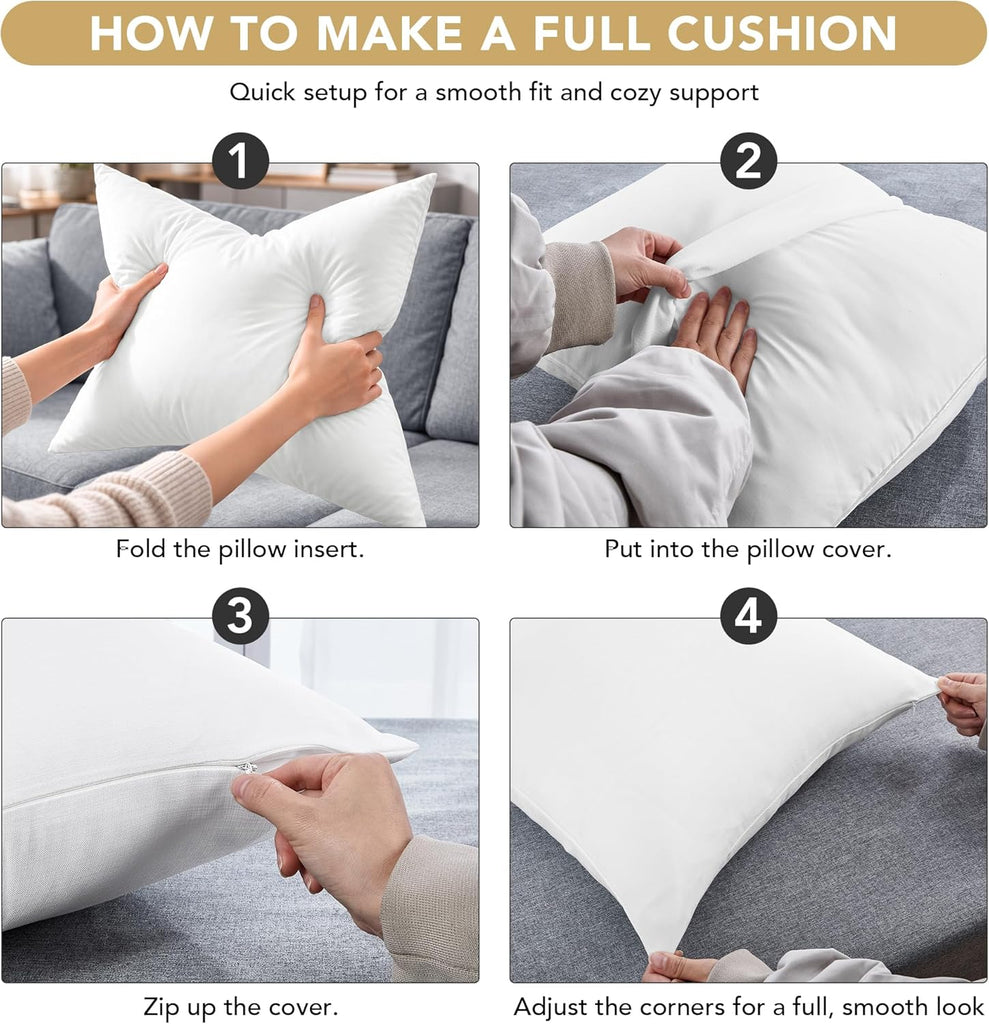 Throw Pillow Covers 18 x 18 Inch Set of 4, Covers Only No Insert, Faux Linen Decorative Square Pillowcases