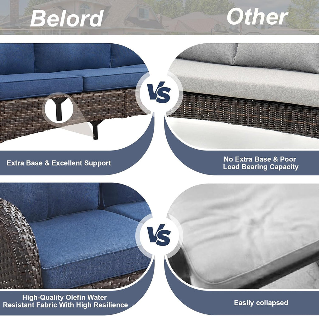 Outdoor Patio Furniture - Wicker Sofa with Removable Cushion, 3 Seater Rattan Couch with Deep Seat, High Backrest