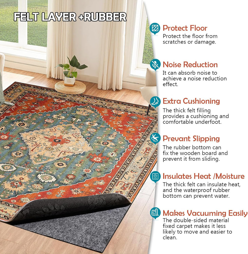 Waterproof Rug Pad, 9x12 Ft Under Area Rug Carpet Pad, Non Slip Rug Pads for All Floors and Hardwood Floors Finishes - Set of 108