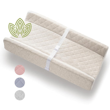 Organic Cotton Covered Contoured Baby Changing Pad | Waterproof Foam Mattress, Soft, Removable & Washable Cover