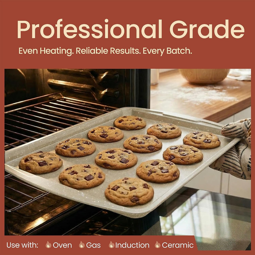 Bakeware Set - 6 Piece - Stackable, Deluxe, Non-Stick Pans for Professional and Home Cooking - Carbon