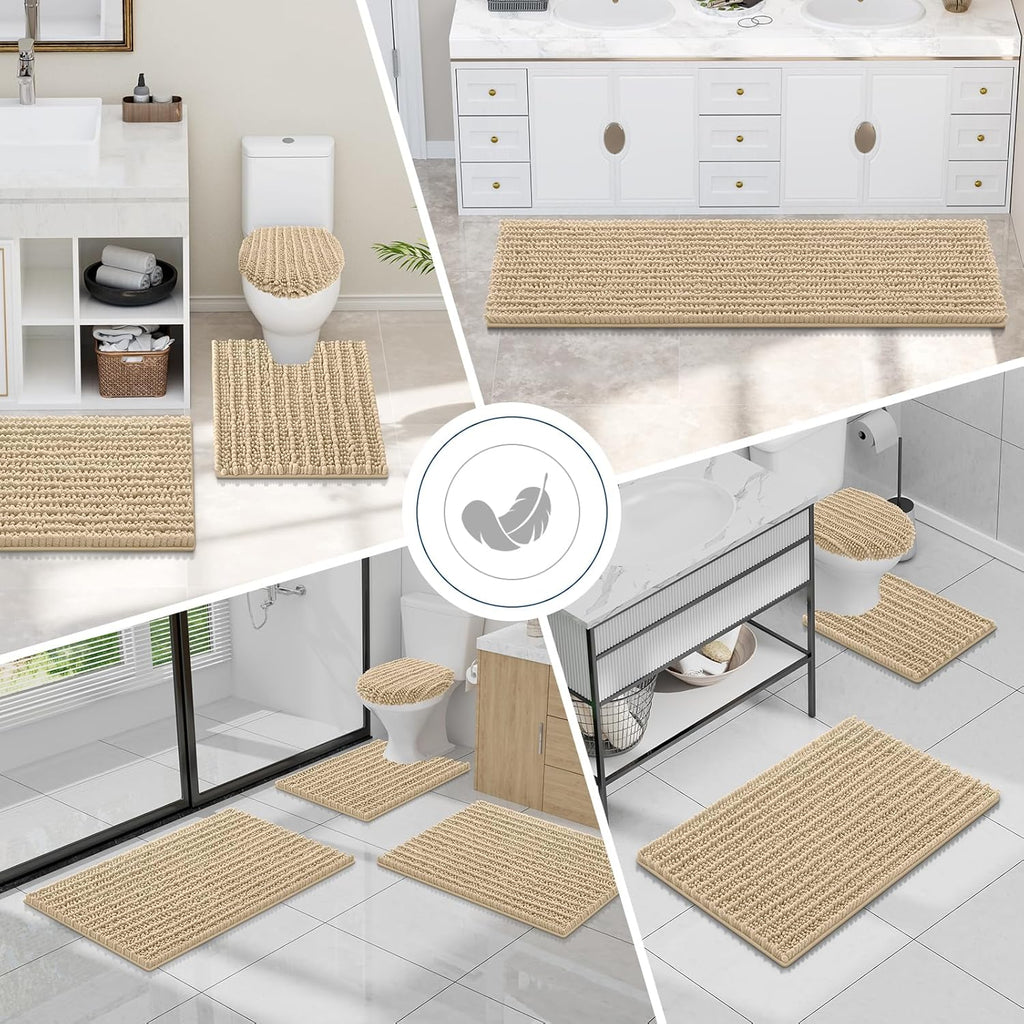Bathroom Rugs Sets 2 Piece (30x20+24x16), Extra Soft Bath Mats | Beige Soft Absorbent, Rubber Backing Machine