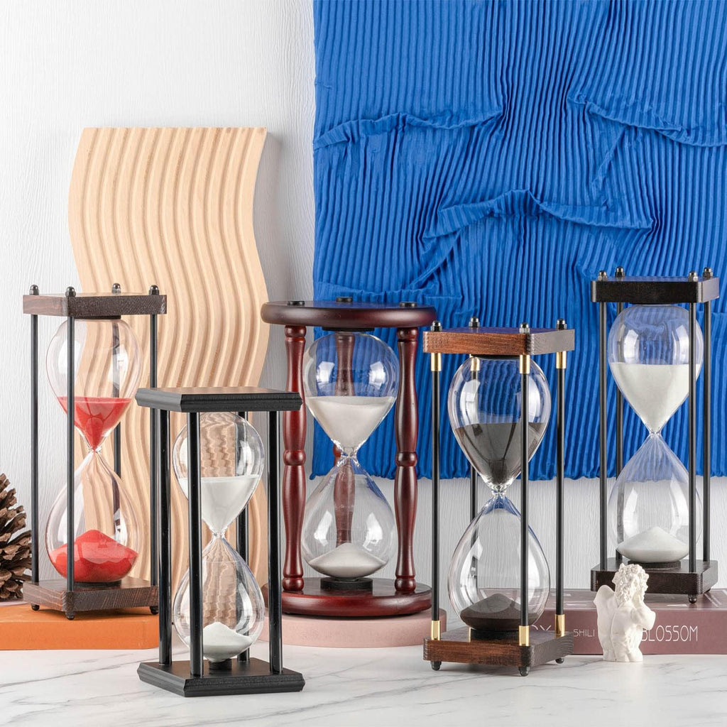 Large Fillable Hourglass Timer, Decorative Wooden Empty Sand Timer