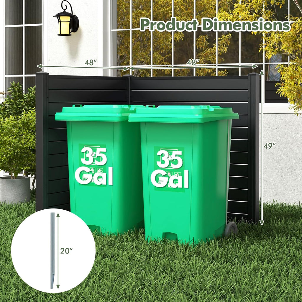 2 Panels Outdoor Privacy Screen, 48''W x 48''H Air Conditioner Fence, Trash Can Enclosure with Stakes, PP Vinyl