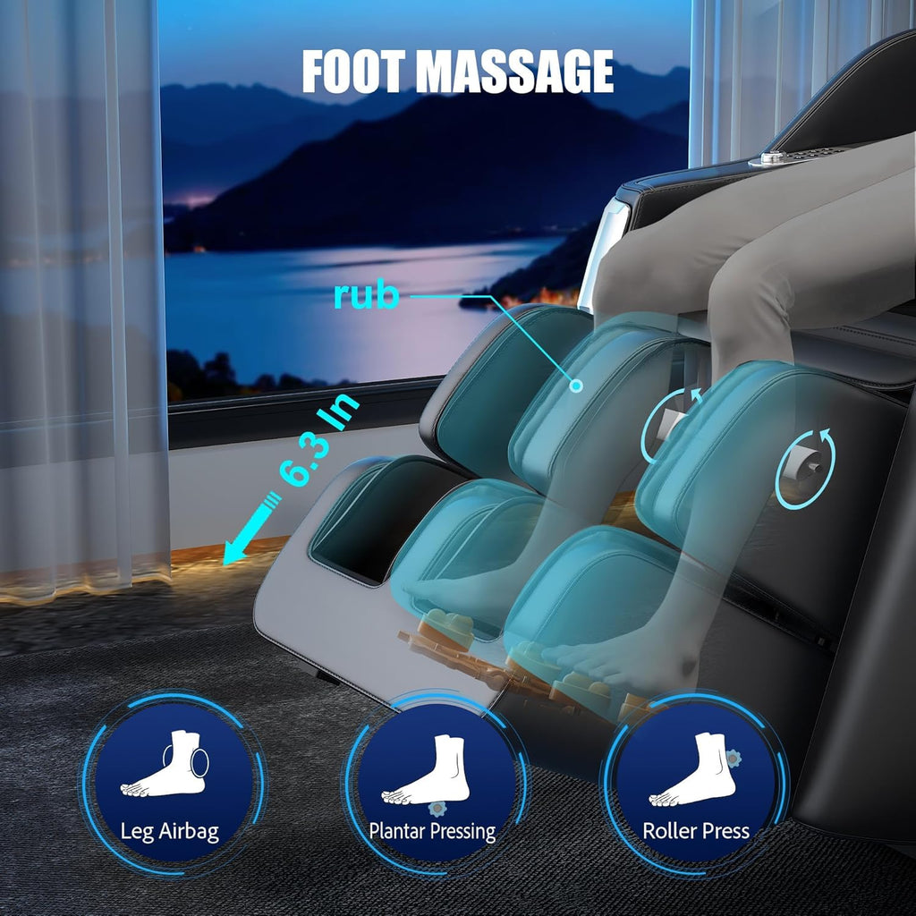 Massage Chair Full Body: Zero Gravity with SL Track, 3D Robot Hands, Heat, Airbag Massage, Foot Roller, Bluetooth