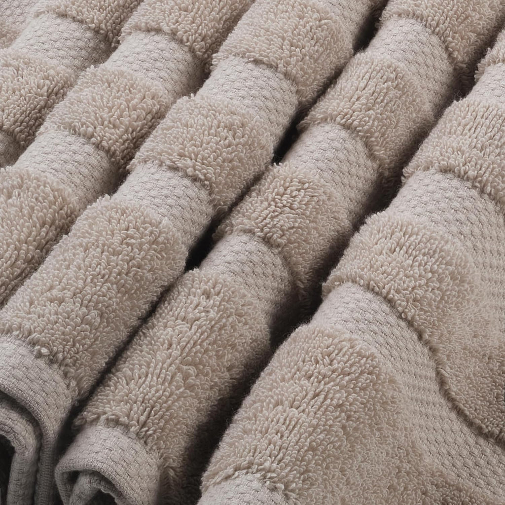 H&L | Olea Luxury Turkish Cotton Bath Towels Set of 6 : 2 Bath Towels 2 Hand Towels 2 Wash Cloths, Sand | Thick