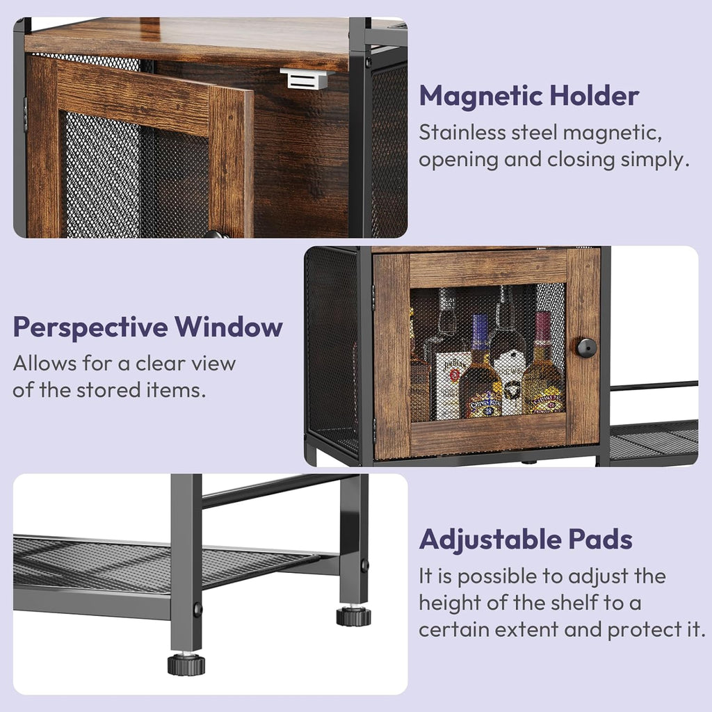 Coffee Bar Cabinet for Home - Farmhouse Coffee Stand Station Multi-Purpose Buffet Sideboard Cabinet with Drawers