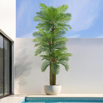 Palm Tree 10FT Tall Large Faux Trees with Realistic Leaves, Fake Floor Potted Artificial Plants Living Room Decor