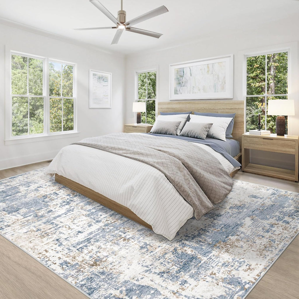 Area Rugs for Living Room, Washable Modern Abstract Large Area Rug Neutral Soft Non Slip Kids Rug Stain