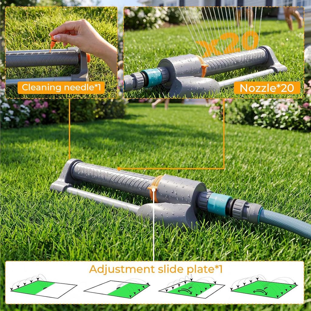 Oscillating Sprinkler with Smart Timer for Lawn and Garden Watering | Quick Setup, Covers up to 3000 Sq Ft, 33FT