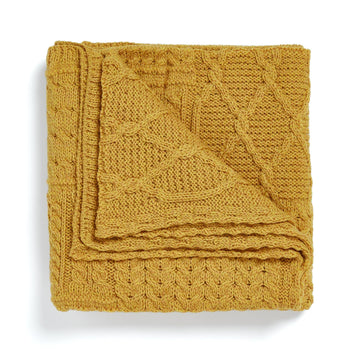 Woollen Mills Patchwork Cable Knit Throw Blanket, Made in Ireland