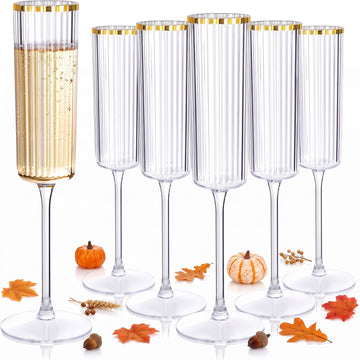 24 Pack Plastic Champagne Flutes for Weddings Thanksgiving