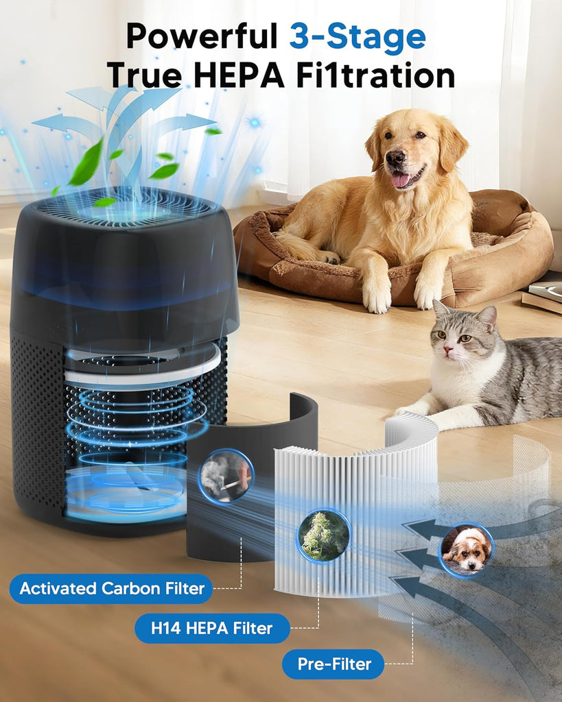 ZQA-5000A Air Purifiers for Home Bedroom to 1600 Ft², H14 True HEPA Room Air Purifiers for Bedroom W