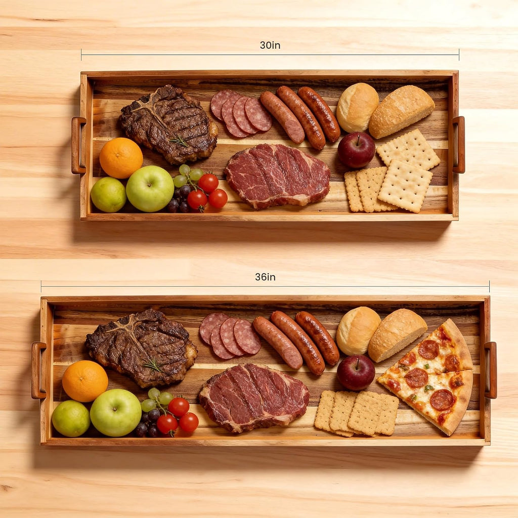 Large Charcuterie Board 30x12 Inch with Cheese Knife Set Acacia Wood | Extra Large Acacia Wood Board with