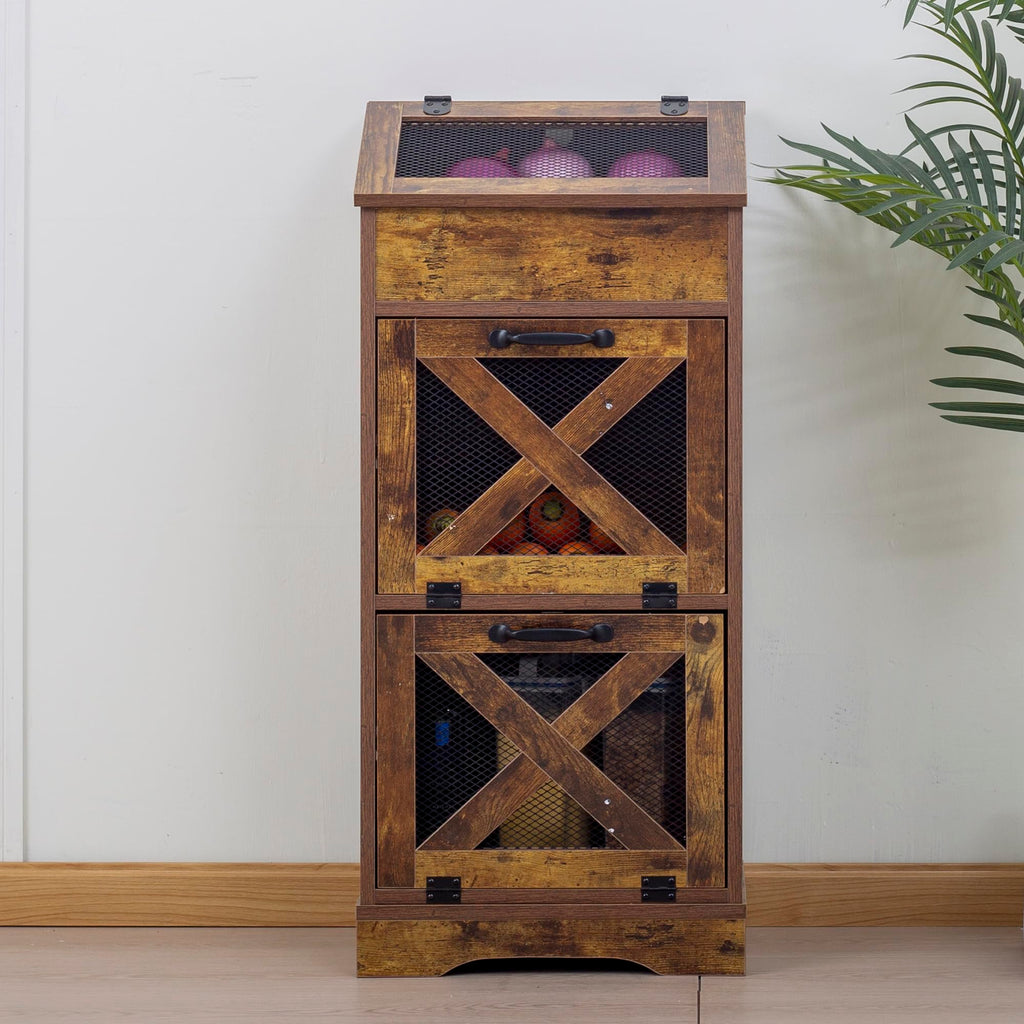 Potato and Onion Storage Cabinet Bin, Brown