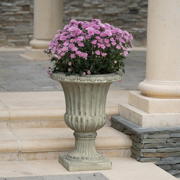Antique Green Italian Urn Planter, 26" Tall Large Urn Planter Outdoor for Garden Décor, Pedestal Planters for