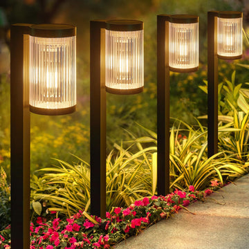 Solar Pathway Lights Outdoor, 4 Pack Upgraded Outdoor Solar Lights for Outside Super Bright Up to 12Hrs, IP65