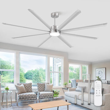 96" Ceiling Fan with LED Light and Remote - Nickel