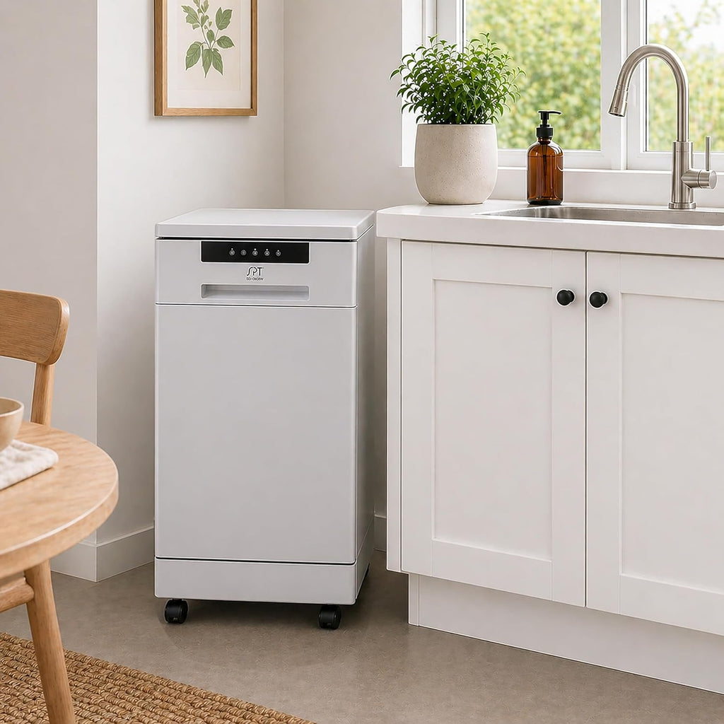 SD-9263WA 18″ Wide Portable Dishwasher with, 6 Wash Programs, 8 Place Settings and Stainless Steel Tub - White