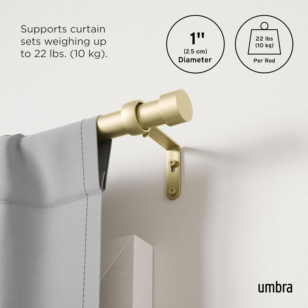 Cappa Curtain Rod, Includes 2 Matching Finials, Brackets & Hardware, 66 to 120-Inches, Gold