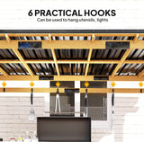 13' x 6' Wooden BBQ Grill Gazebo, Hardtop Grill Gazebo with Metal Roof, 2 Bar Shelves and 6 Hooks