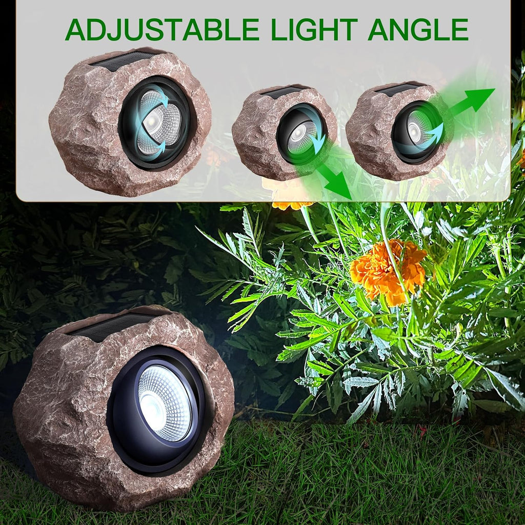 Solar Rock Lights Outdoor, 2 Pack Super Bright Solar Spot Lights Outdoor IP65 Waterproof Solar Yard Lights, Auto