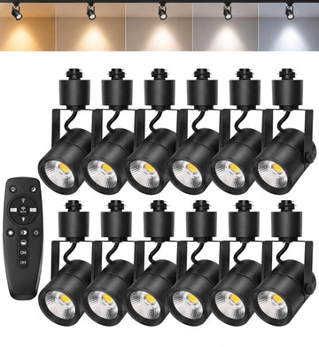 12 Pack LED Track Lighting Heads with Remote, 2700K-6500K Stepless Color Dimming H Type Track Light Fixtures, 10W