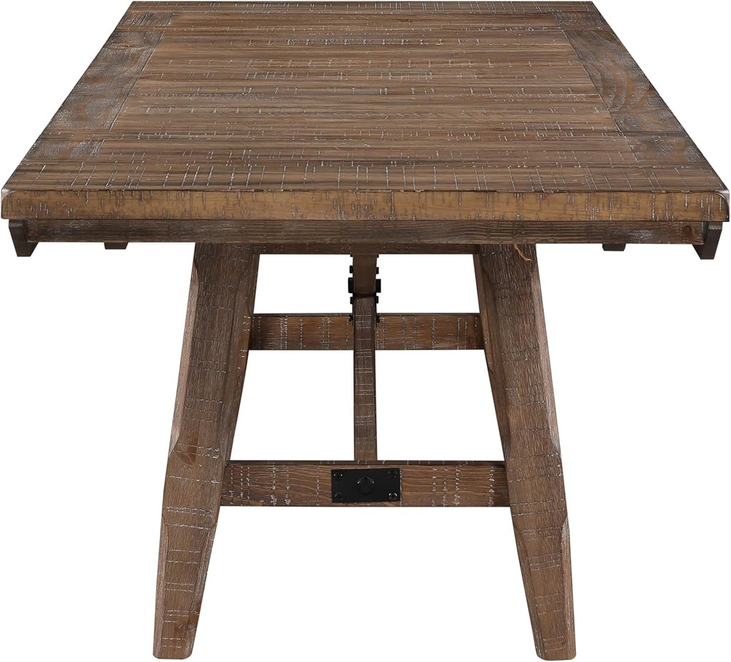 Furniture Riverdale Dining Table, 72"-84"-96" Rectangular Table with Two 12" Leaves, Asian Hardwood Solids, Rustic