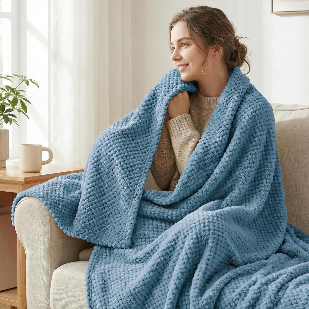 Fleece Throw Blanket Extra Large, Super Soft and Warm Blankets, Cozy, Fuzzy and Lightweight (Slate Blue, 50x70 Inches)