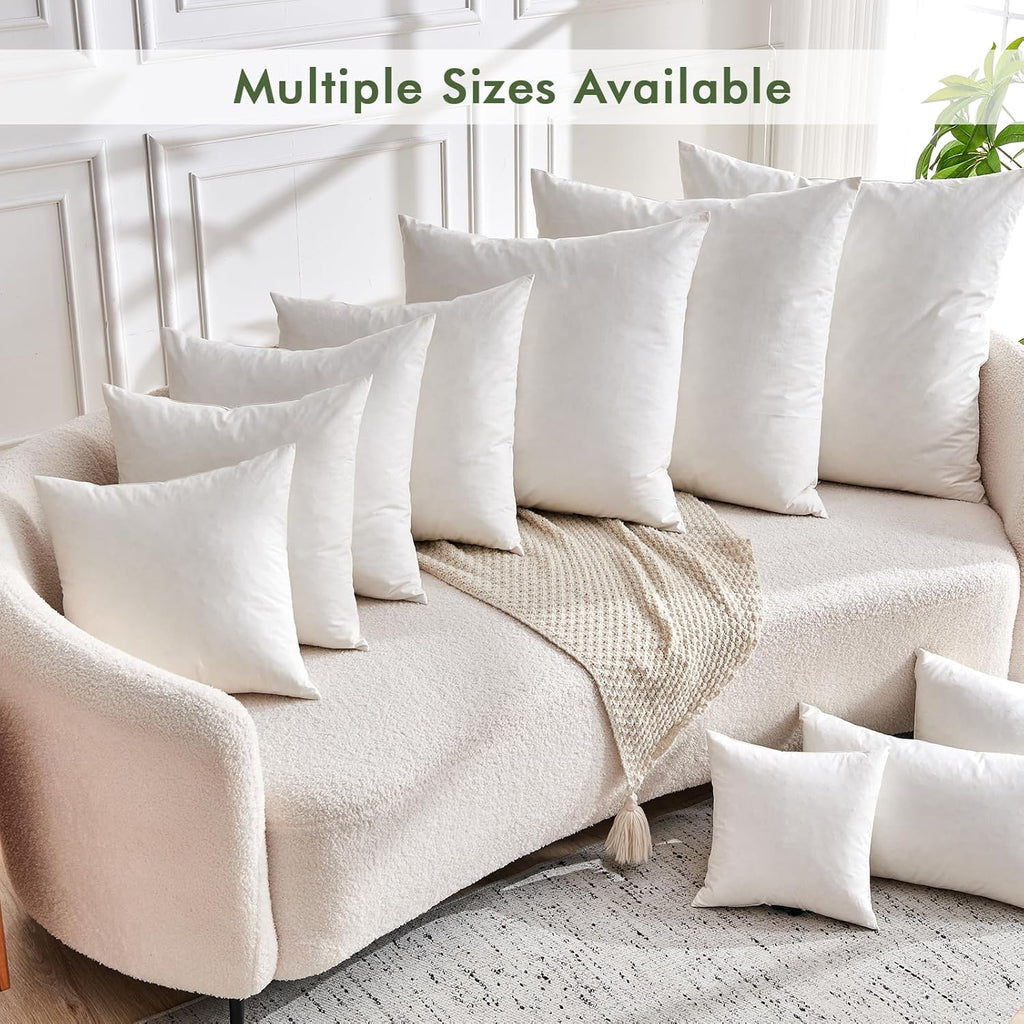 Ogranic Feather Down Lumbar Pillow Insert 12x20, White - Set of 2