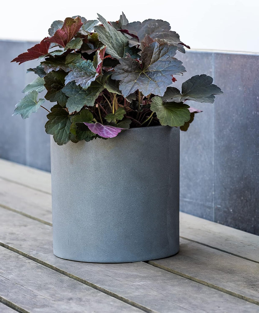 Elegant Gray Cylinder Flower Pot 12" H x 12" W x 12" L - Natural Grey Indoor and Patio MAX Planter