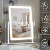 Lighted Vanity Mirror with Lights, Makeup Mirror with Light, 16.7"x 13.2",Three Color Lighting Modes and Dimmable