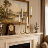 Candle Holder Vintage Candlestick Holder Stand for Stick Taper Candle, 5-Arm Cast Iron Candelabra Fireplace Mantel