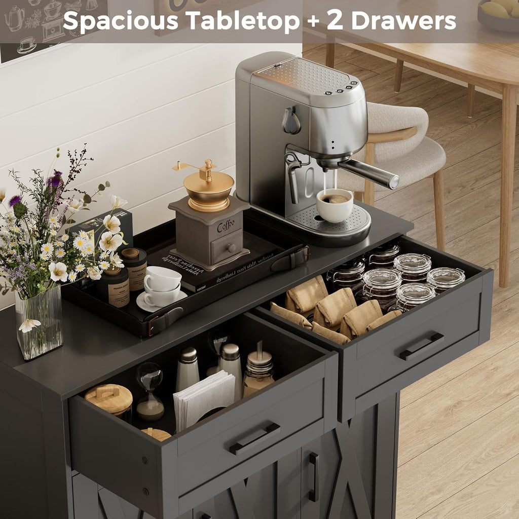 Sideboard Buffet Cabinet, Coffee Bar Storage Cabinet with Drawers and Doors
