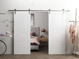 Modern Double Barn Door/Mela 7001 / 13FT Rail Track Set/Solid Panel Interior Doors-48" x 96" (2 * 24