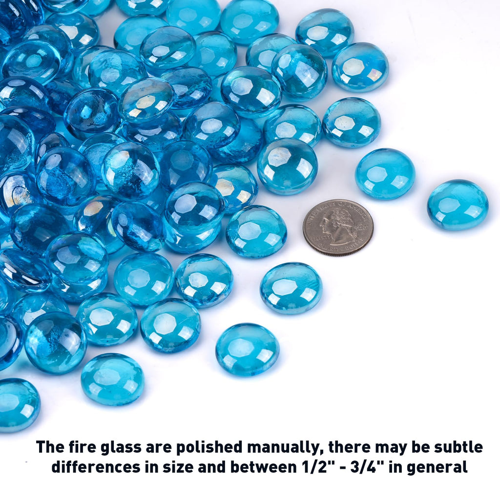 10-Pound Caribbean Blue Fire Glass Beads for Fire Pit Fireplace