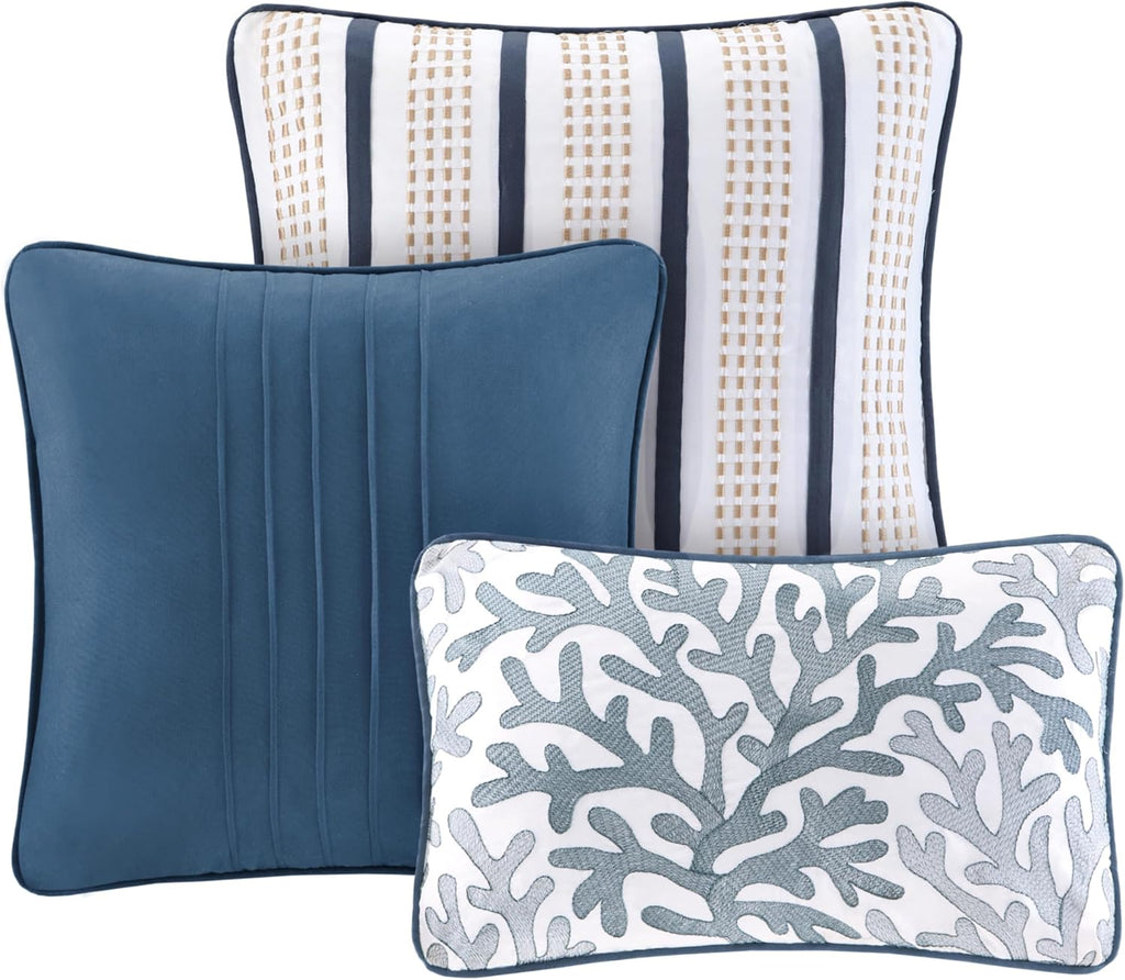 Quilt Set Cottage Coastal Design, Starfish Print - All Season, Coverlet Bedspread Lightweight Bedding Layer, Shams