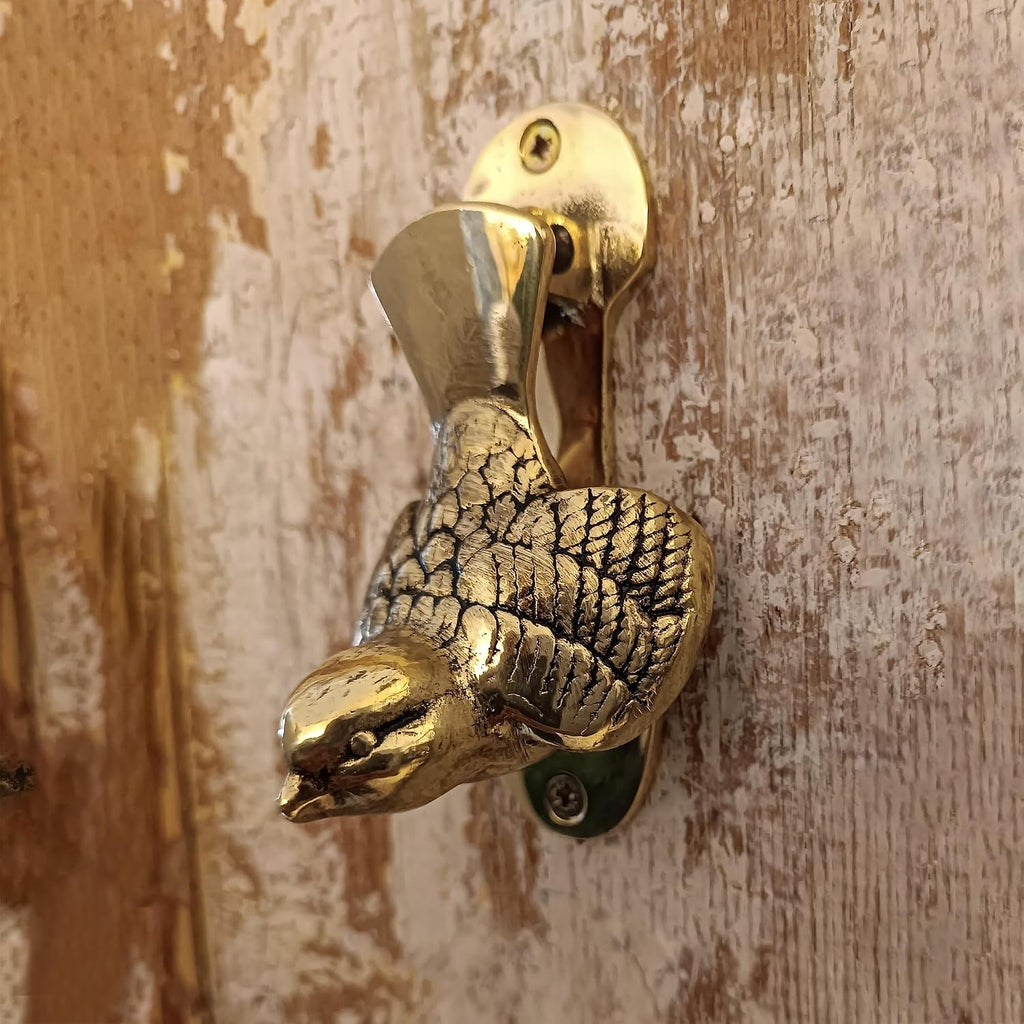 Brass Sparrow Bird Door Knocker, Unlaquared Finish (Antique Brass)