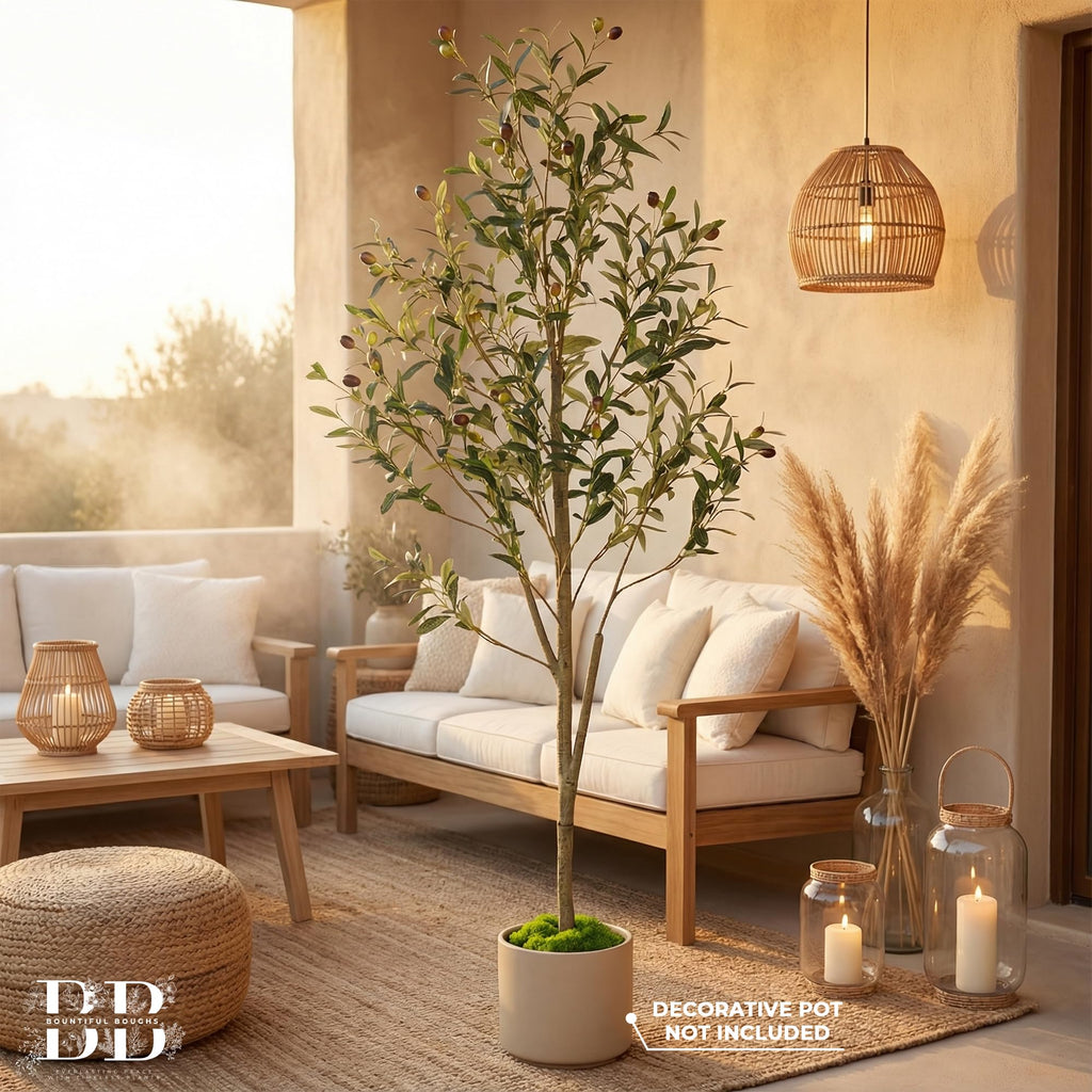 5ft Artificial Olive Tree with Insert Pot & Moss - Fake Indoor Plant