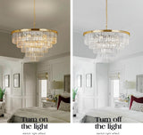Gold Plated Modern Crystal Chandeliers Lighting Contemporary Pendant Chandelier Ceiling Lamp Lights Fixture 5-Tier (10 Lights) for Dining Living Room Entryway W28 Inch A107-B07HKXNGVK