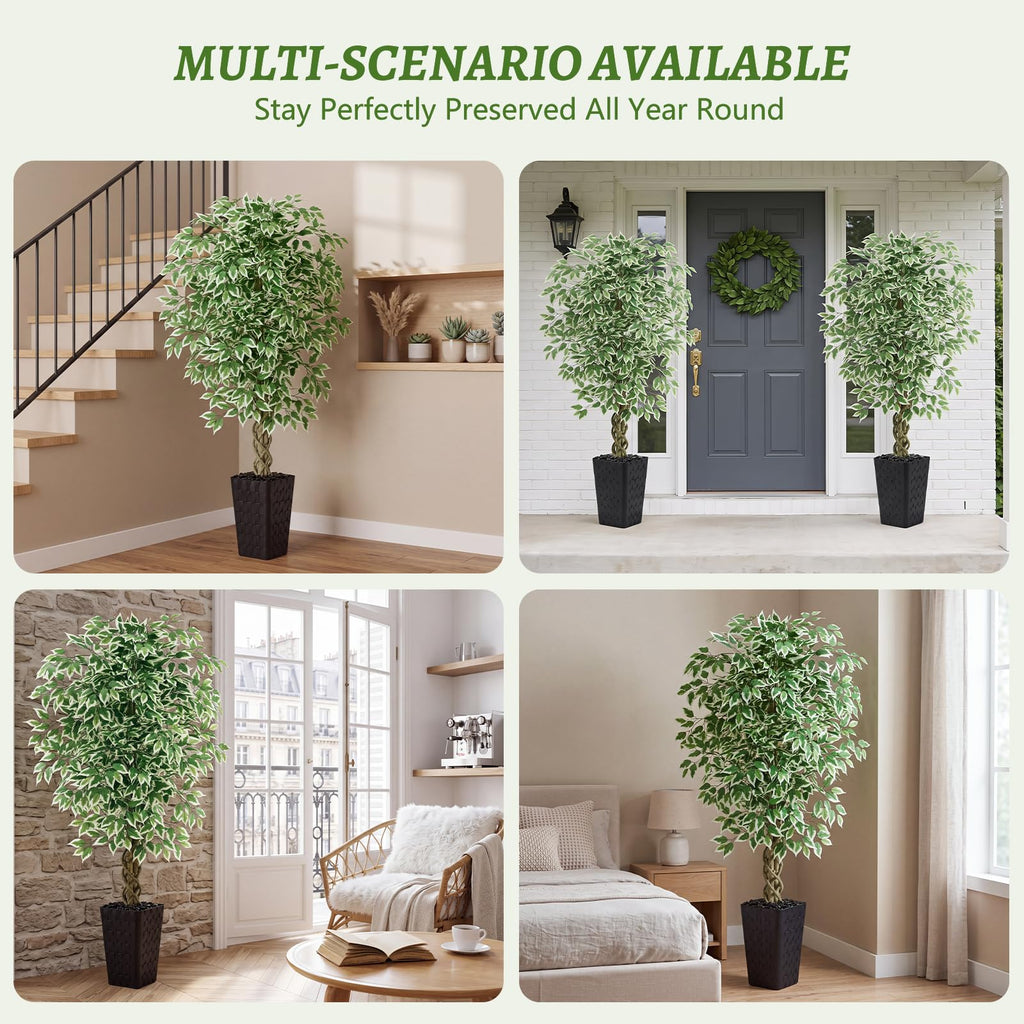 Ficus Tree Artificial, 5FT Realistic Large Faux Trees Indoor